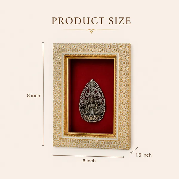 Maa_Lakshmi_Brass_Idol_Frame_with_Velvet_Background_|_8x6_Inch_|_Religious_Gift_|_Home_Mandir_Decor