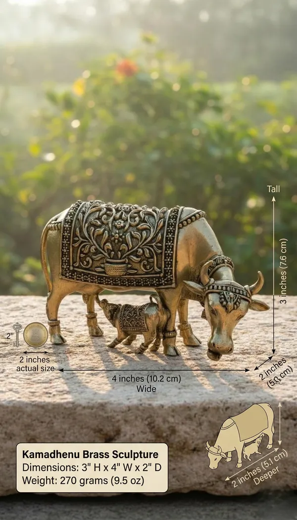 Decorative_Golden_Brass_Cow_And_Calf_Figurine_Set_With_Intricate_Detailing
