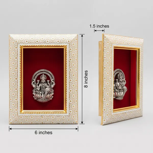 Goddess_Laxmi_Brass_Idol_Frame_with_Velvet_Background_|_8x6_Inch_|_Religious_Gift_|_Home_Mandir_Decor