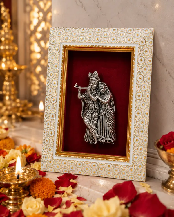 Radha_Krishna_Brass_Idol_Frame_with_Velvet_Background_|_8x6_Inch_|_Religious_Gift_|_Home_Mandir_Decor