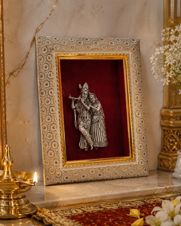 Radha_Krishna_Brass_Idol_Frame_with_Velvet_Background_|_8x6_Inch_|_Religious_Gift_|_Home_Mandir_Decor