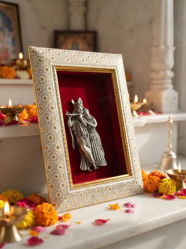 Radha_Krishna_Brass_Idol_Frame_with_Velvet_Background_|_8x6_Inch_|_Religious_Gift_|_Home_Mandir_Decor