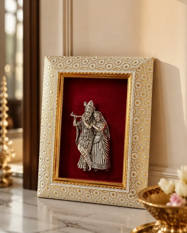 Radha_Krishna_Brass_Idol_Frame_with_Velvet_Background_|_8x6_Inch_|_Religious_Gift_|_Home_Mandir_Decor