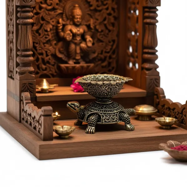 Decorative_Brass_Turtle_Oil_Lamp_With_Leaf-Shaped_Bowl_-_Traditional_Diya_For_Pooja_And_Home_Decor