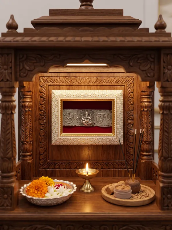 Lord_Ganesha_Shubh_Labh_Brass_Idol_Frame_with_Velvet_Background_|_8x6_Inch_|_Religious_Gift_|_Home_Mandir_Decor
