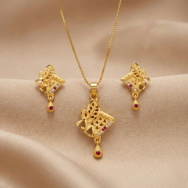 Traditional_Gold_Toned_Mangalsutra_Necklace_Set_With_Earrings