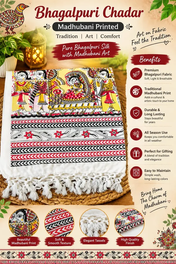 Bhagalpuri_Madhubani_Printed_Hand_Printed_Silky_&_Comfort_Dull_Chadar