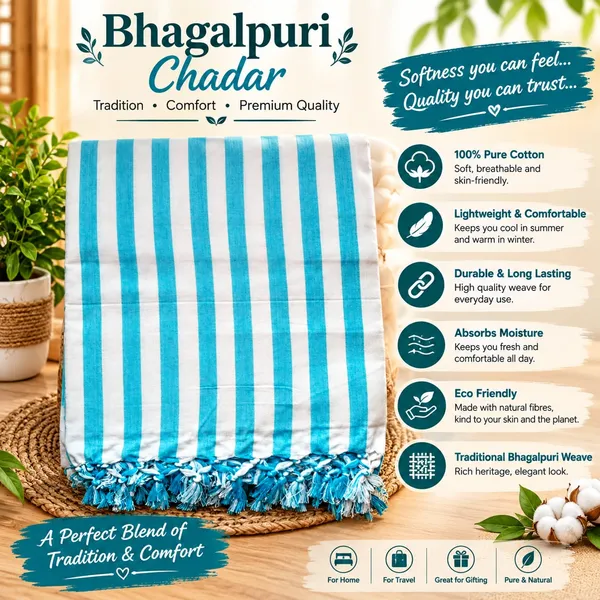 Bhagalpuri_Dull/Silk_Chader_Firoza_Strip_For_Ac_Room
