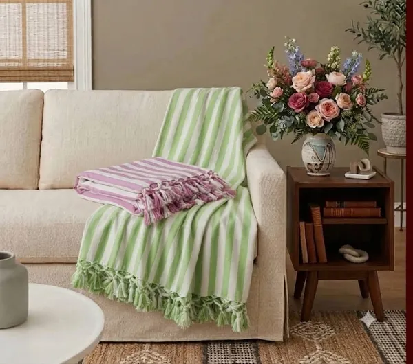 Pack_Of_2_Pink_And_Green_Strip_Bhagalpuri_Dull_Chadar_Soft_&_Comfort