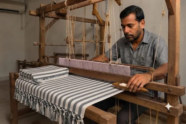 Bhagalpuri_Silky_Chadar_Grey_Strip_with_Extra_Soft_Feel