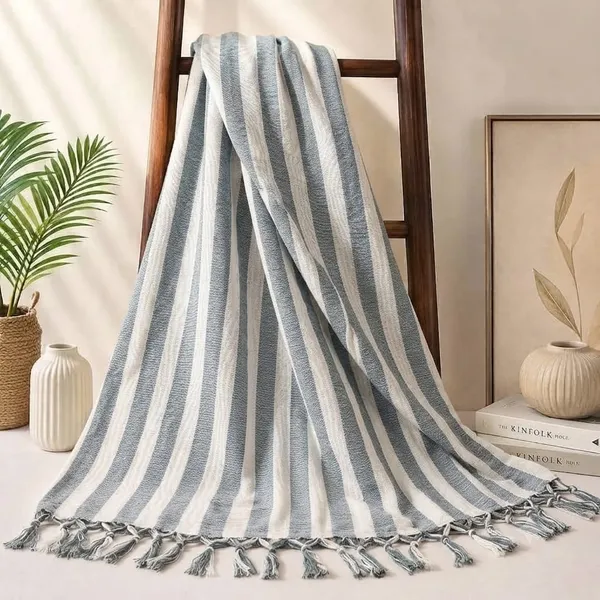 Bhagalpuri_Silky_Chadar_Grey_Strip_with_Extra_Soft_Feel