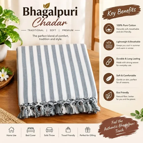 Bhagalpuri_Silky_Chadar_Grey_Strip_with_Extra_Soft_Feel