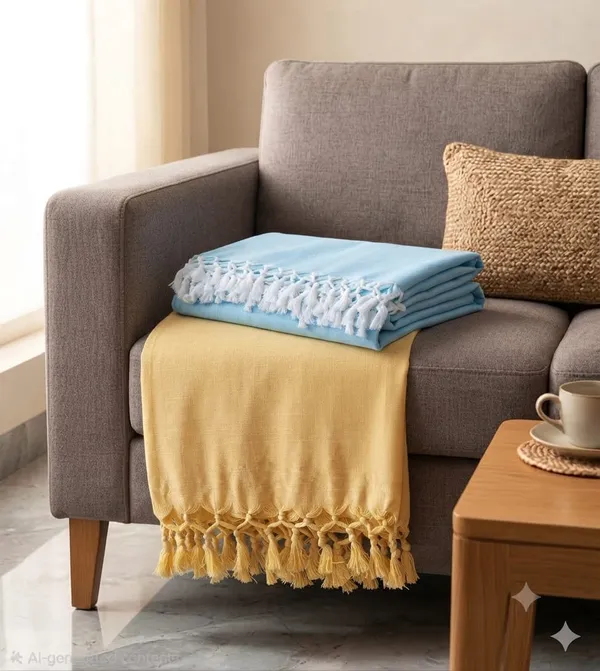 Top_Quality_Bhagalpuri_Chadar_Extra_Soft_Yellow_&_Skyblue_Plain_Chadar