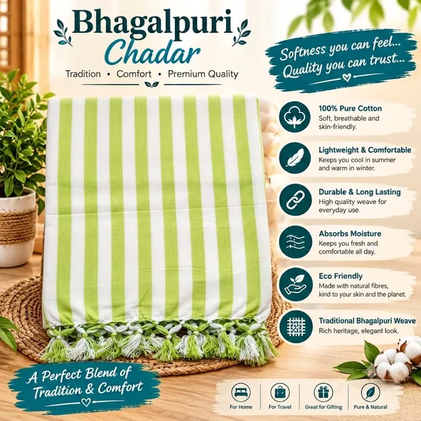 Bhagalpuri_Silk_Green_Striped_Solid_Double_Comforter_For_Ac_Room
