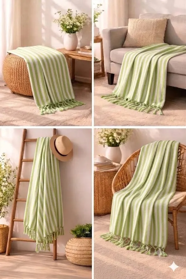 Bhagalpuri_Silk_Green_Striped_Solid_Double_Comforter_For_Ac_Room