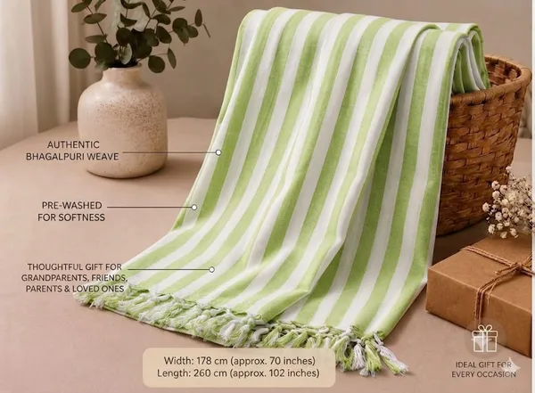 Bhagalpuri_Silk_Green_Striped_Solid_Double_Comforter_For_Ac_Room