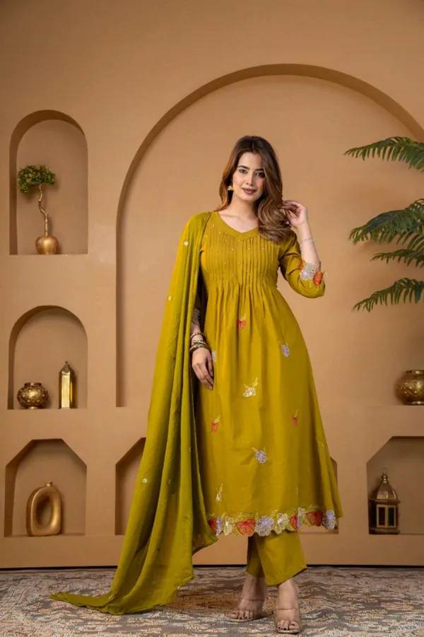 Anarkali_Kurta_Set_Mustard_Yellow_Embroidered_With_Dupatta