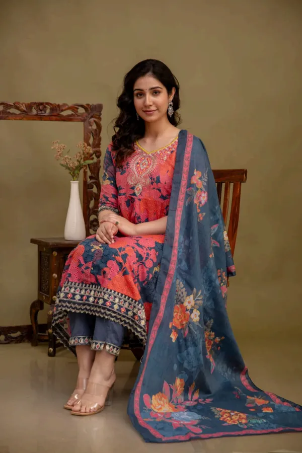 Anarkali_Suit_Set_Pink_&_Blue_Floral_Printed_With_Dupatta