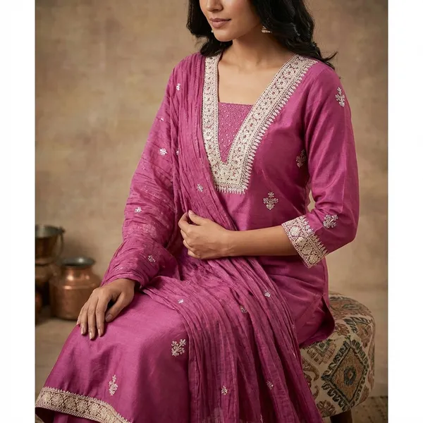 Kurta_Palazzo_Set_Pink_Embroidered_With_Dupatta