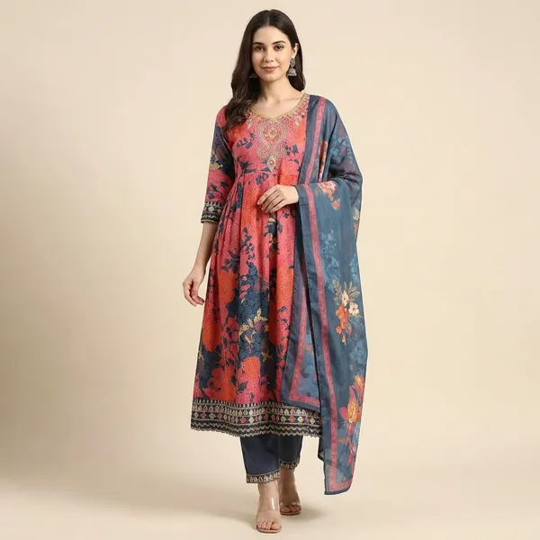 Anarkali_Suit_Set_Pink_&_Blue_Floral_Printed_With_Dupatta