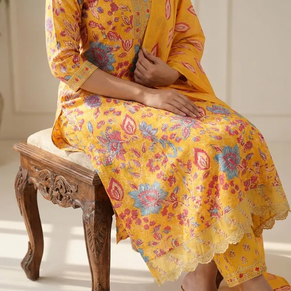 Anarkali_Kurta_Set_Yellow_Floral_Embroidered_With_Dupatta