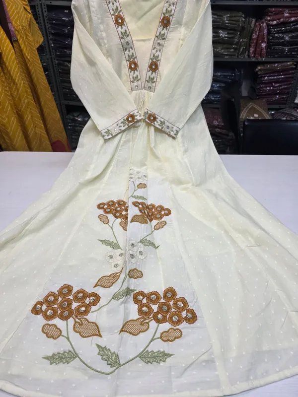 A_Line_Kurta_Palazzo_Suit_White_Embroidered_Floral_Design