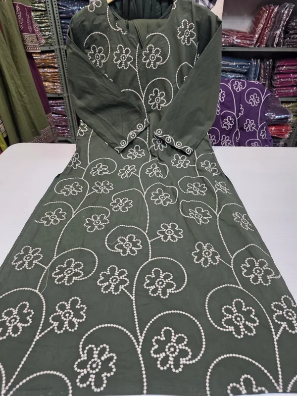 Kurta_Palazzo_Set_Olive_Green_Embroidered_Floral_Pattern