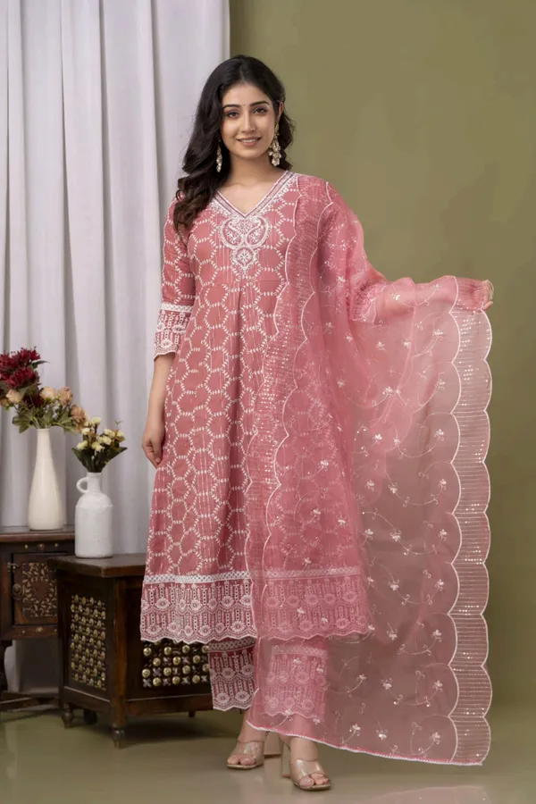 Anarkali_Kurta_Set_Pink_Embroidered_With_Dupatta