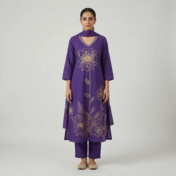 Kurta_Palazzo_Set_Purple_Floral_Embroidered