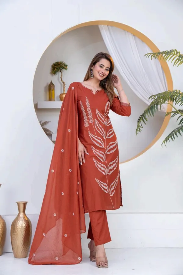 Kurta_Palazzo_Set_Rust_Orange_Embroidered_Three_Piece_With_Dupatta