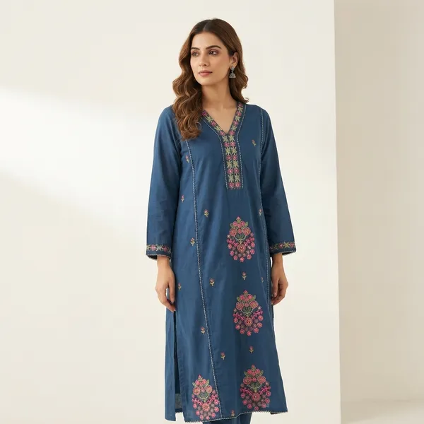 A_Line_Set_Blue_Embroidered_Floral_Motifs
