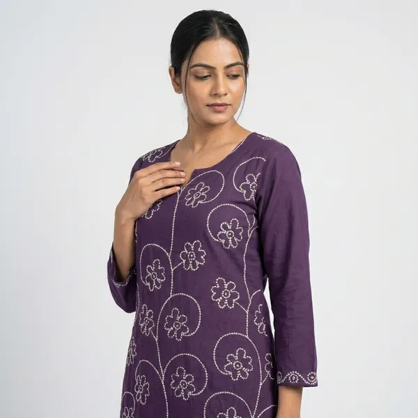 Kurta_Palazzo_Set_Purple_Embroidered_Floral
