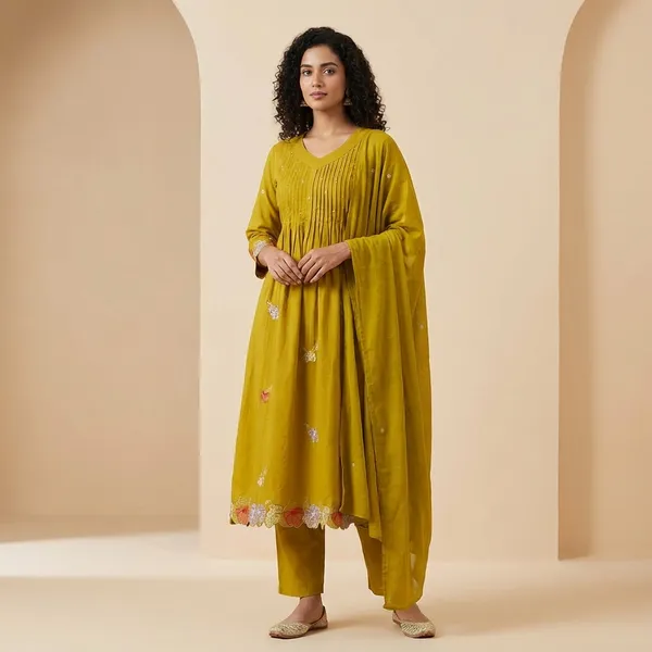 Anarkali_Kurta_Set_Mustard_Yellow_Embroidered_With_Dupatta