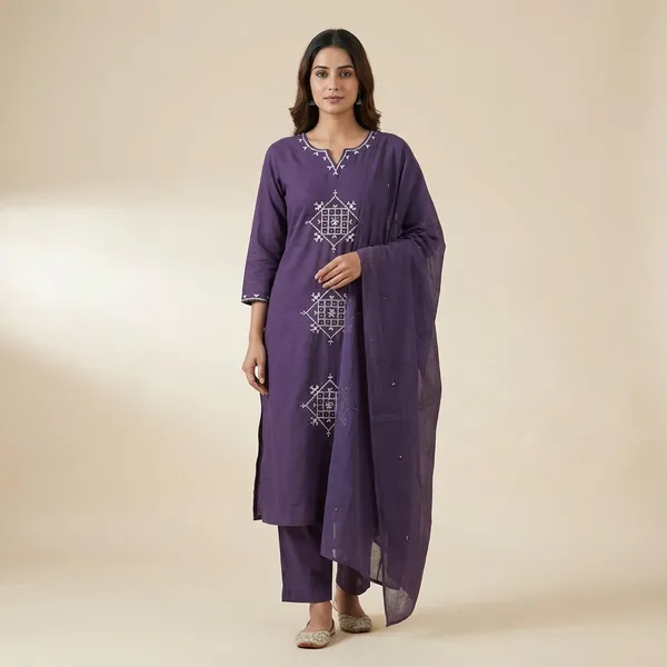 Kurta_Palazzo_Set_Purple_Embroidered_With_Dupatta