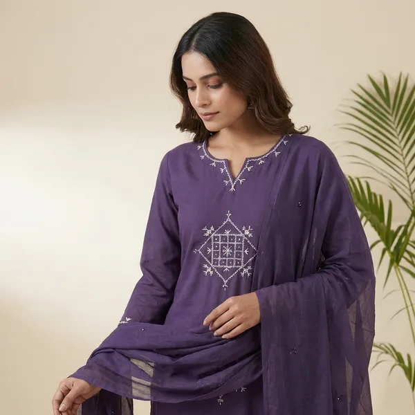 Kurta_Palazzo_Set_Purple_Embroidered_With_Dupatta