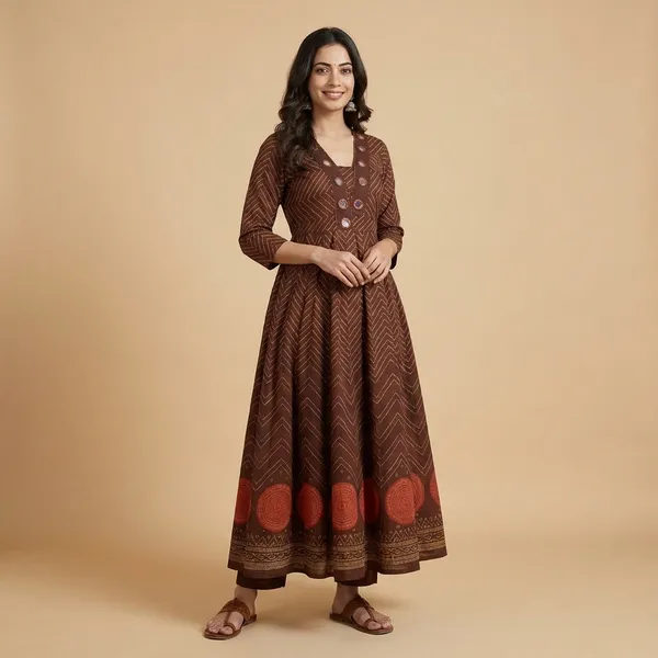 Anarkali_Suit_Brown_Traditional_Embroidery_Motifs