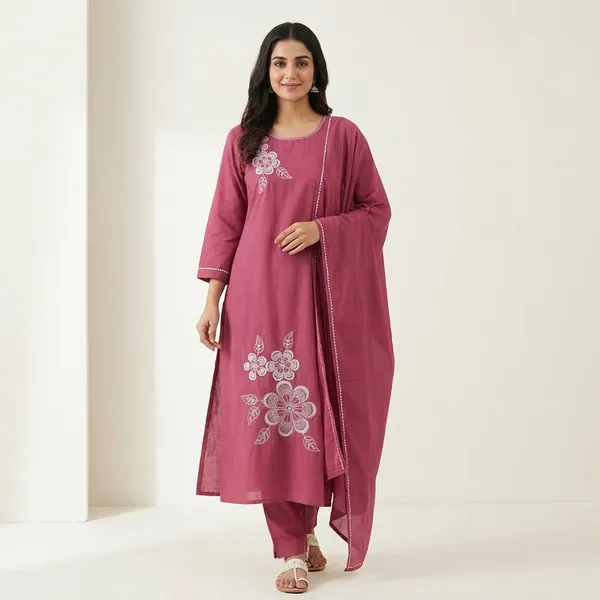 Kurta_Palazzo_Set_Pink_Embroidered_With_Skirt