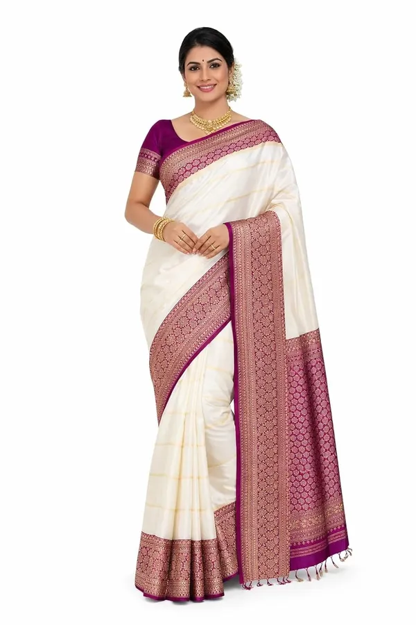 Purple_Silk_Geometric_Print_Saree_For_Women
