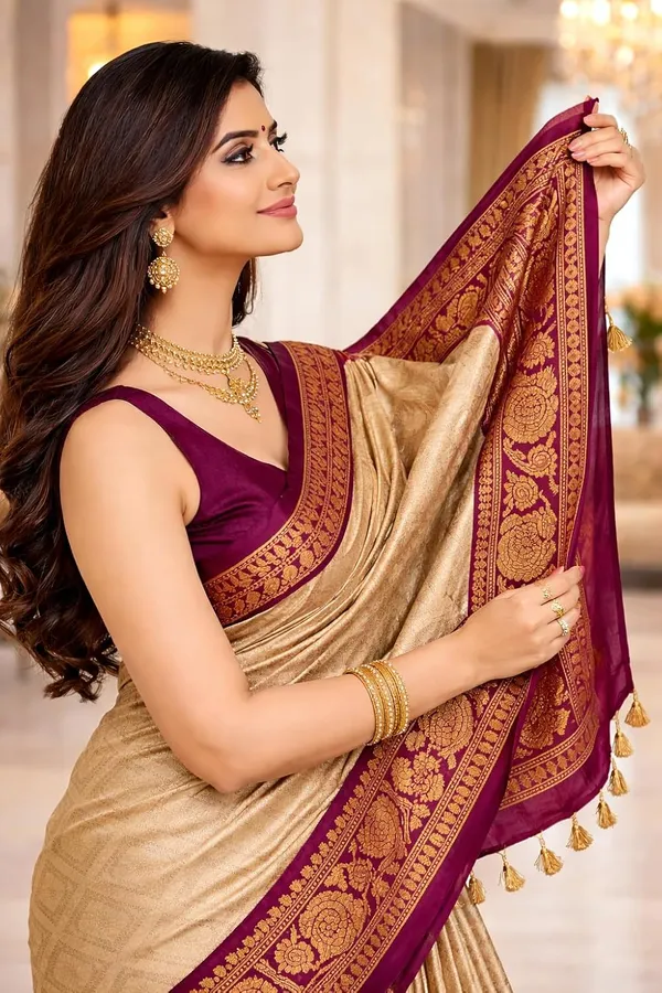 Maroon_Cotton_Geometric_Print_Saree_For_Women