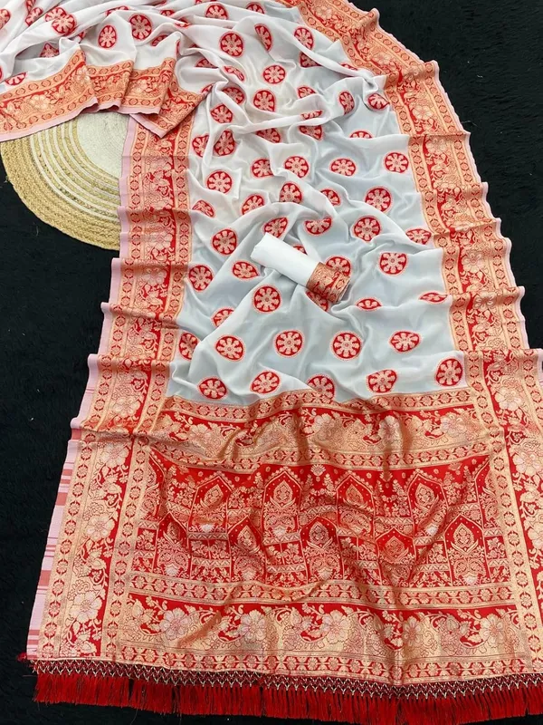 White_Silk_Solid_Print_Saree_For_Women