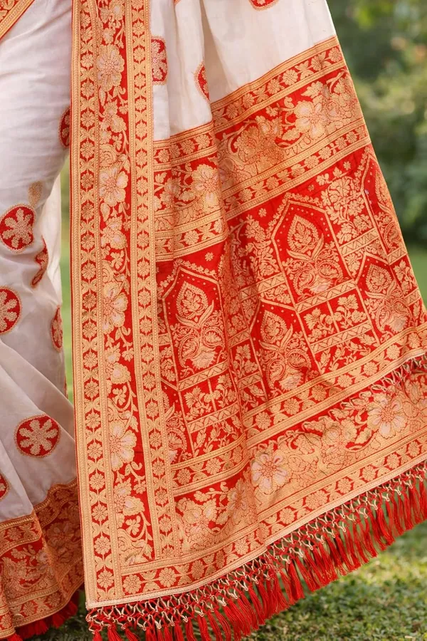 White_Silk_Solid_Print_Saree_For_Women