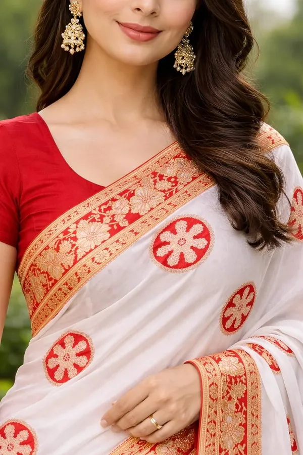 White_Silk_Solid_Print_Saree_For_Women