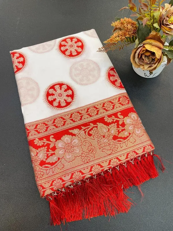 White_Silk_Solid_Print_Saree_For_Women