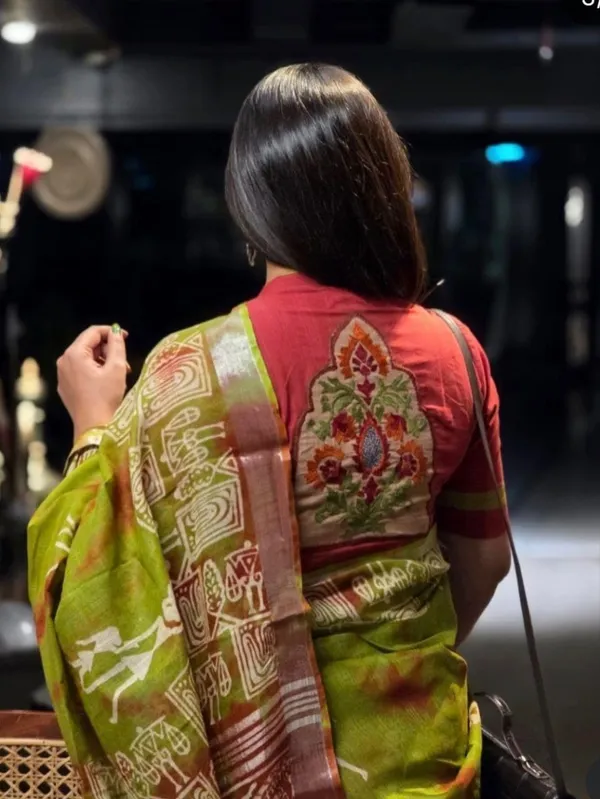 Green_Linen_Warli_Tribal_Print_Saree_For_Women