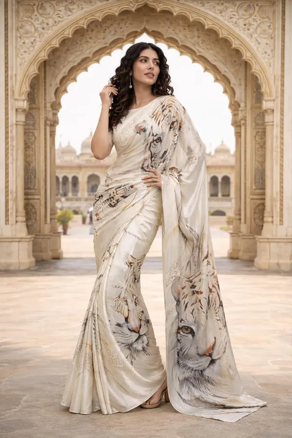 White_Satin_Saree_For_Women