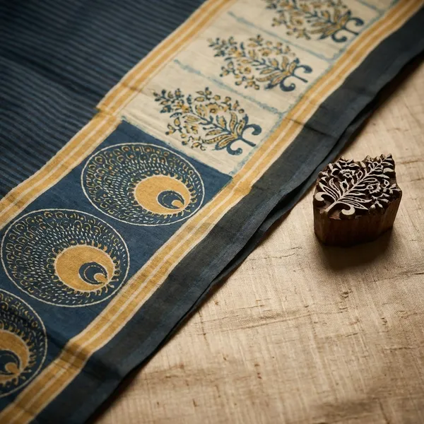 Blue_Striped_Cotton_Silk_Saree_For_Women