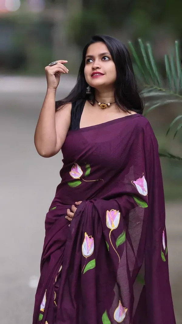 Purple_Floral_Print_Premium_Saree_For_Women