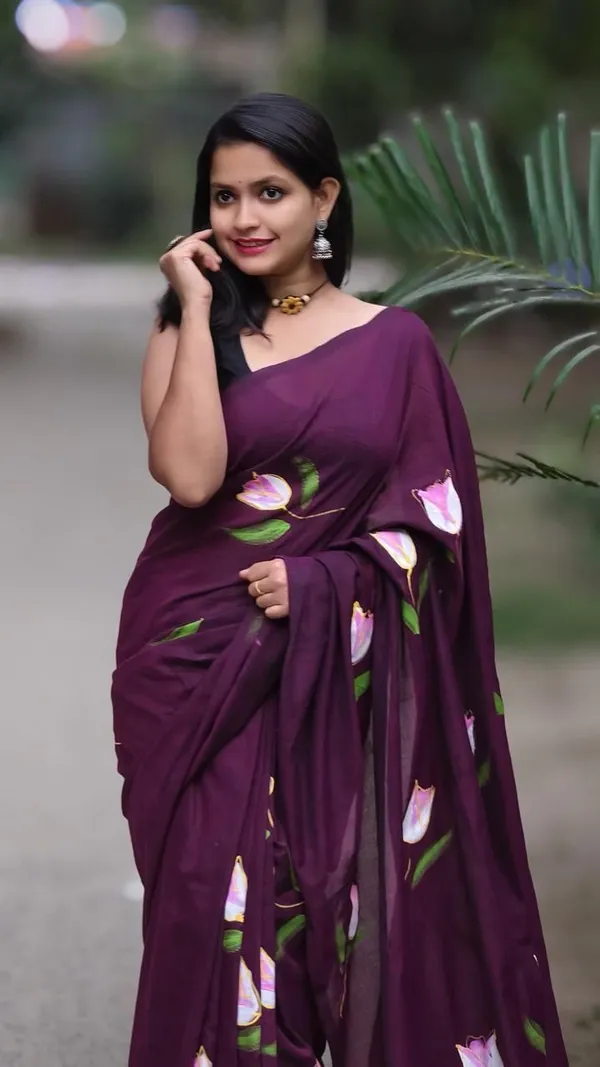 Purple_Floral_Print_Premium_Saree_For_Women