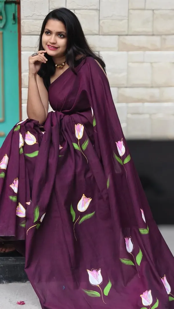 Purple_Floral_Print_Premium_Saree_For_Women