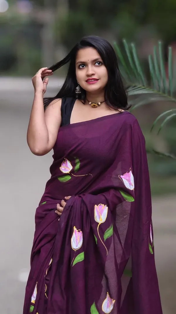 Purple_Floral_Print_Premium_Saree_For_Women